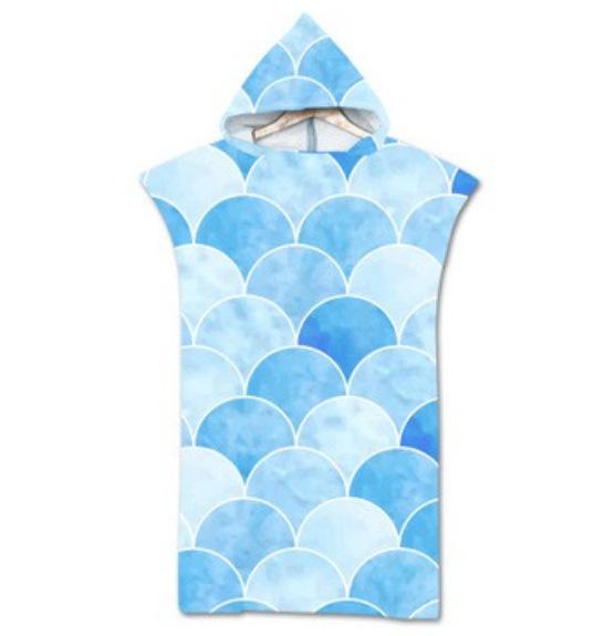 Радужная чешуя Микрофибра Пляжное полотенце Быстросохнущий Плащ с капюшоном Полотенца для гидрокостюма Взрослые Дети Родитель-ребенок Пончо Халат для плавания серфинга