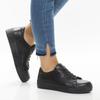 Genuine Leather Black Black Women's Leather Sneaker