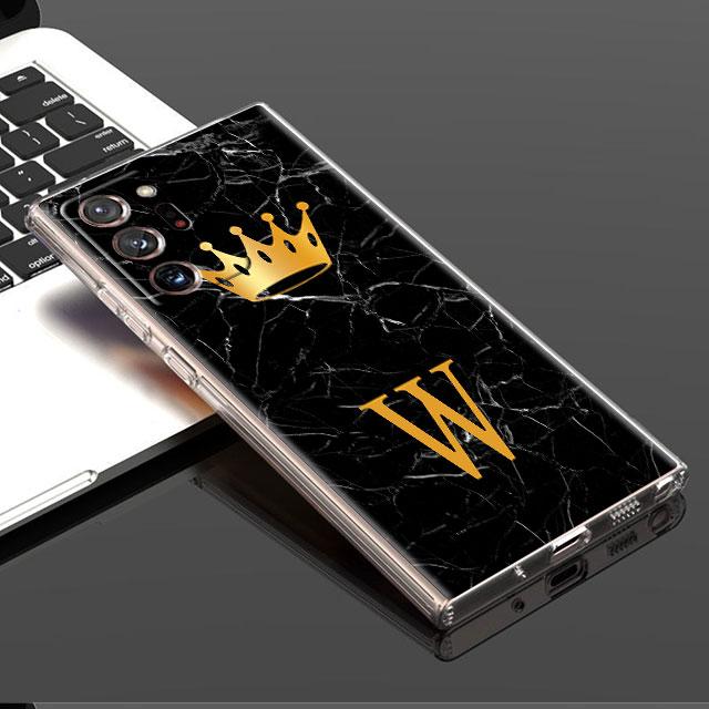 Чехол Gold Crown Letter Queen для Samsung Galaxy S21 FE S20 S22 Note 20 Ultra 10 Plus 8 9 Note10 Lite Capa Clear Silicone Coque