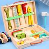 Wooden Repair Tool Toys Children's Portable Tool Box DIY Cartoon Multifunctional Disassembly Nut Combination Play House Toy
