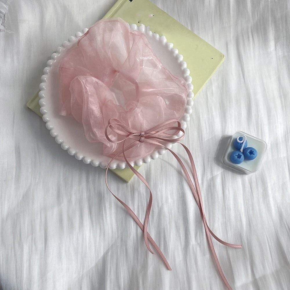 Длинные резинки для волос с бантом и оборками, моющиеся резинки для волос, вечерние круги из органзы для волос для девочек