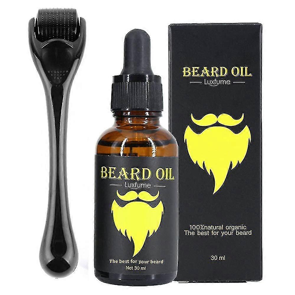 Beard Growth Kit, Beard Derma Roller 0.3mm, Beard Oil For Facial Hair Growth For Men And Dads, Grooming Tool - Eases New And Old Hair Growth