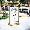 Acrylic Sign Holder Double Sided Gold Picture Frame Tabletop Stand Up Sign Holder Clear Display Stand for Flyer Menu Wedding Table Number Holder