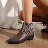 Women's Shoes Ankle Women's Boots Elegant Modern Boots Women Embroidery Pointed Toe Back Zip Med Heel Plus Size Shoes Women