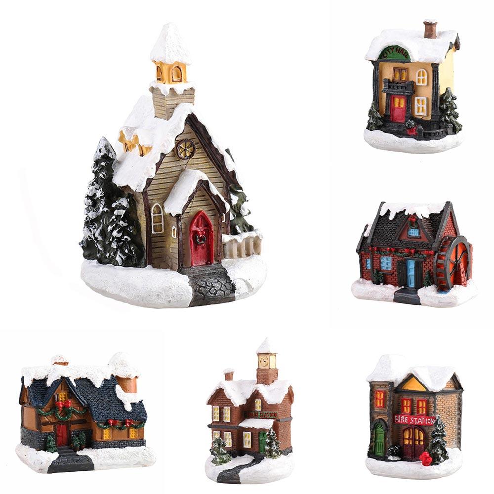 Рождественская яркость светодиодная подсветка мини-деревенский дом сцена рождественские украшения товары для домашнего декора для вечеринки