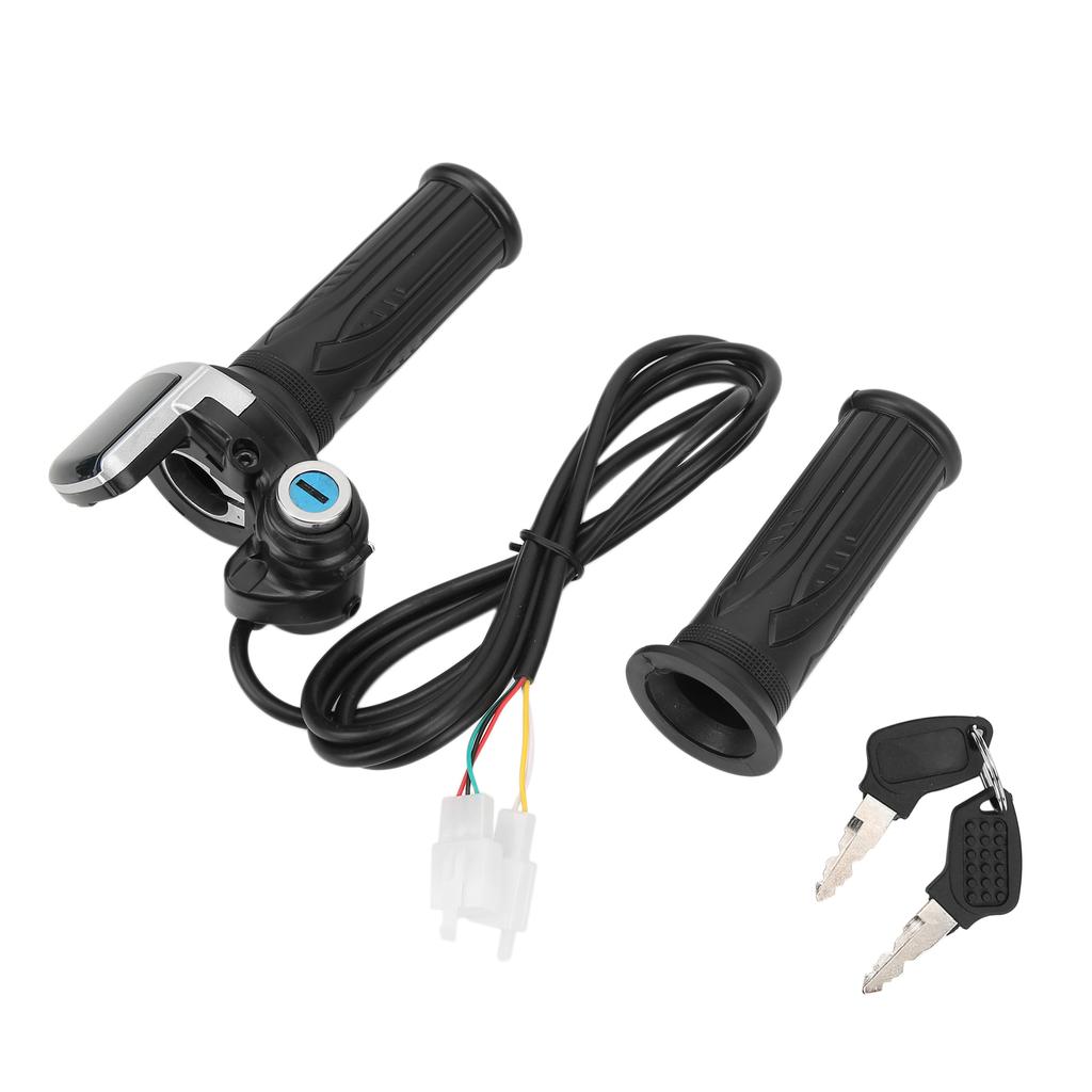 Electric Bike Twist Throttle Grip Lock Key Set LED Indicator for Motorcycle Scooter 48V