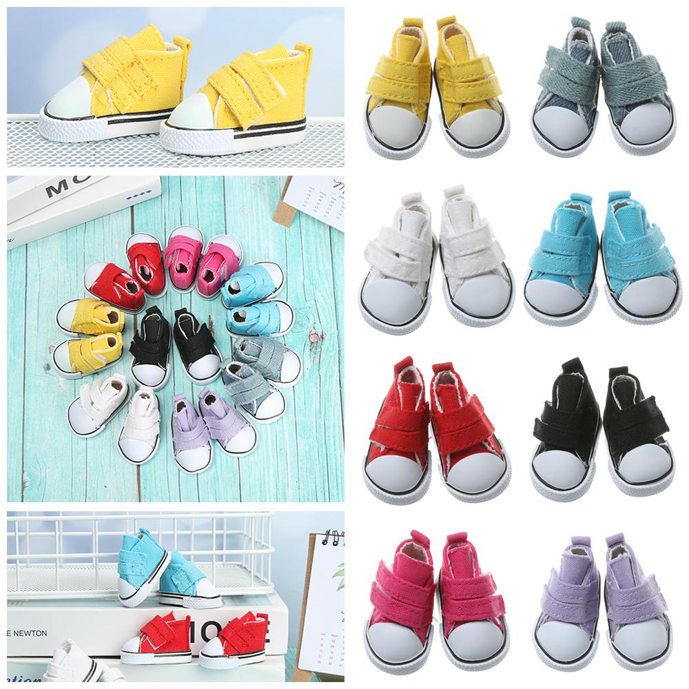 Pair 5cm Length Playing House Handmade Props Toys Accessories Doll Shoes Mini Sneakers Denim Canvas