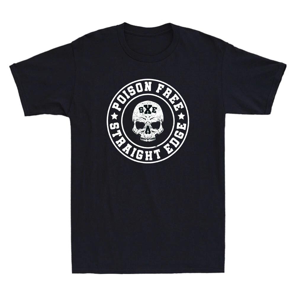 Poison Free Skull Crew Straight Edge Funny Vintage Men's Short Sleeve T-Shirt