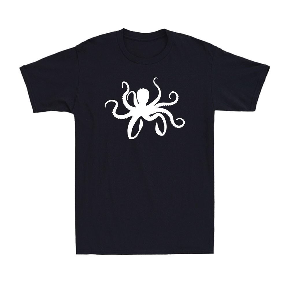 Octopus Silhouette Wildlife Sea Life Animal Lover Gift Men's Cotton T-Shirt