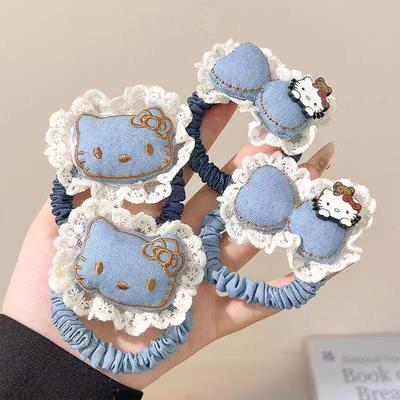 Джинсово-синяя эластичная резинка для волос для девочек – Высокоэластичная резинка для хвостика, Аксессуар для волос для детей