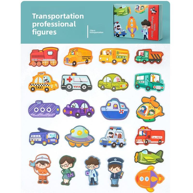 Children Christmas Animal Dinosaur Traffic Theme Magnetic Sticker Toy For Early Development