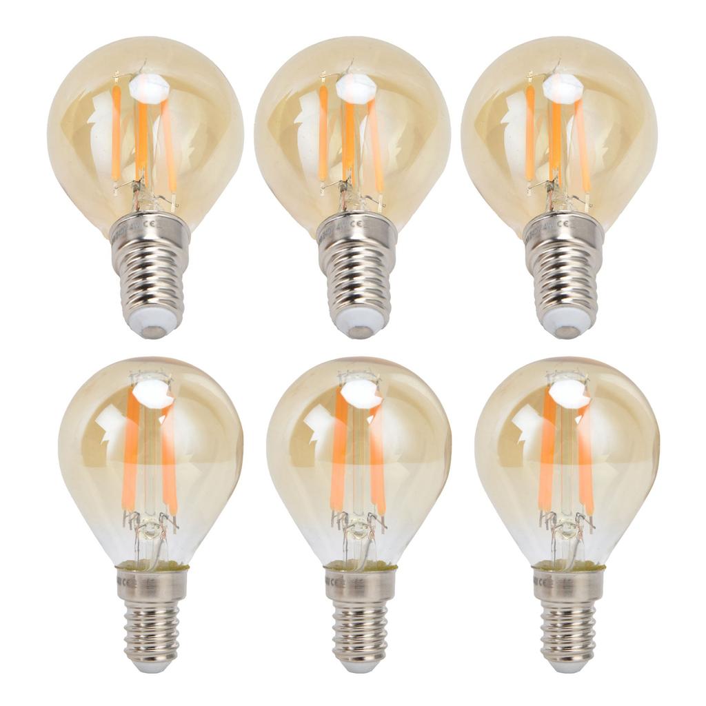 6PCS Gold G45 Vintage Bulb E14 Base Lamp for Home Light Fixtures Decorative 4W 220V Warm Light