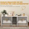 Cat litter box cabinet, cat house with door and partition, for large cats, 145 x 49 x 51 cm, white
