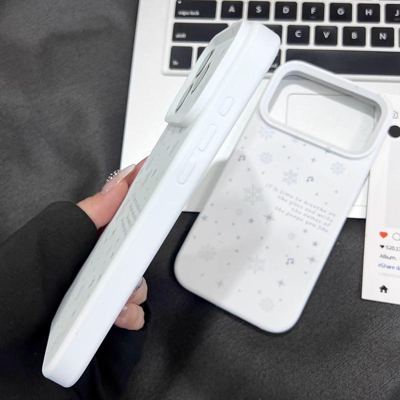 Ins Winter Snowflake Liquid Silicone Phone Case For iPhone 17 16 15 14 13 12 11 Pro Max Plus Air Camera Control Button Cover