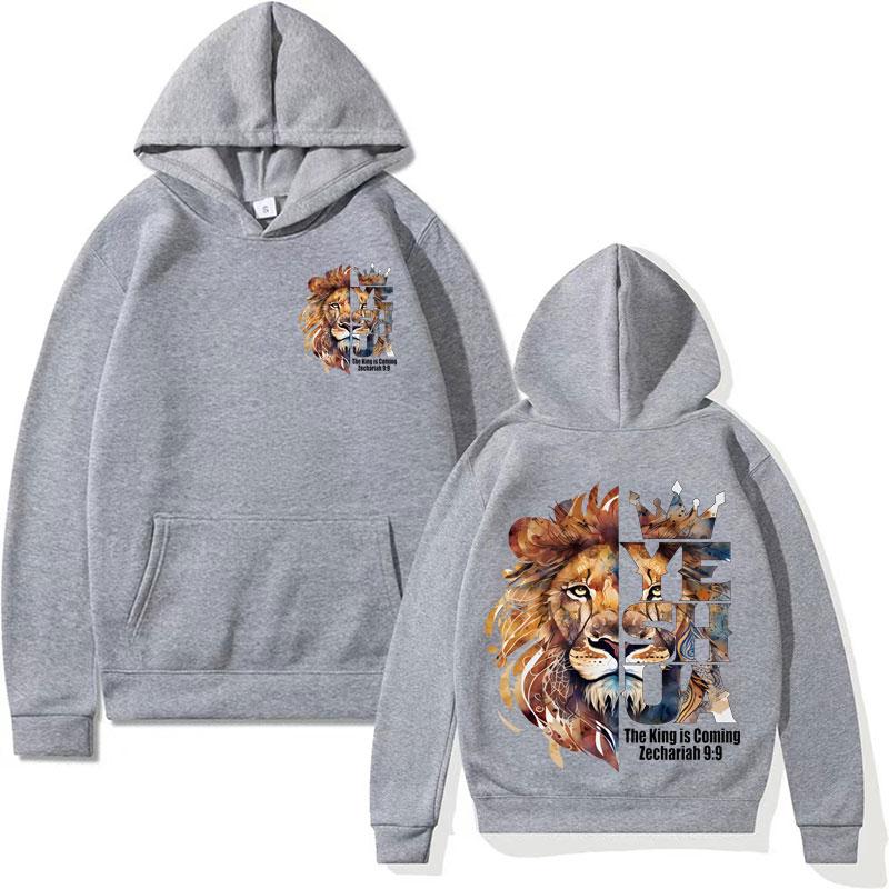 Lion Yeshua Crown Christian Apparel Hoodies Bible Verse Harajuku Aesthetic Sweatshirts Men Women Gothic Casual Hoodie Streetwear
