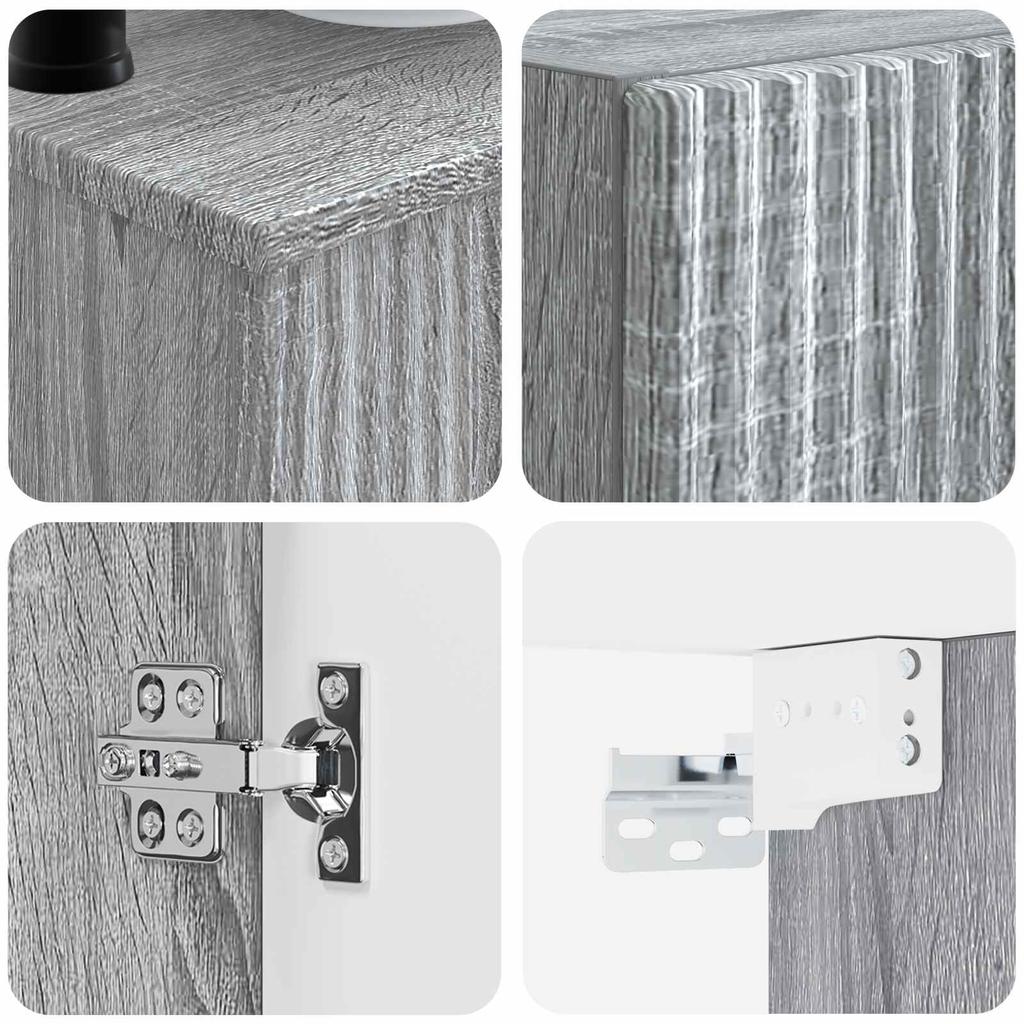 Bathroom Furniture Set 3 Pieces Grey Sonoma 33 x 34.5 x 160 cm