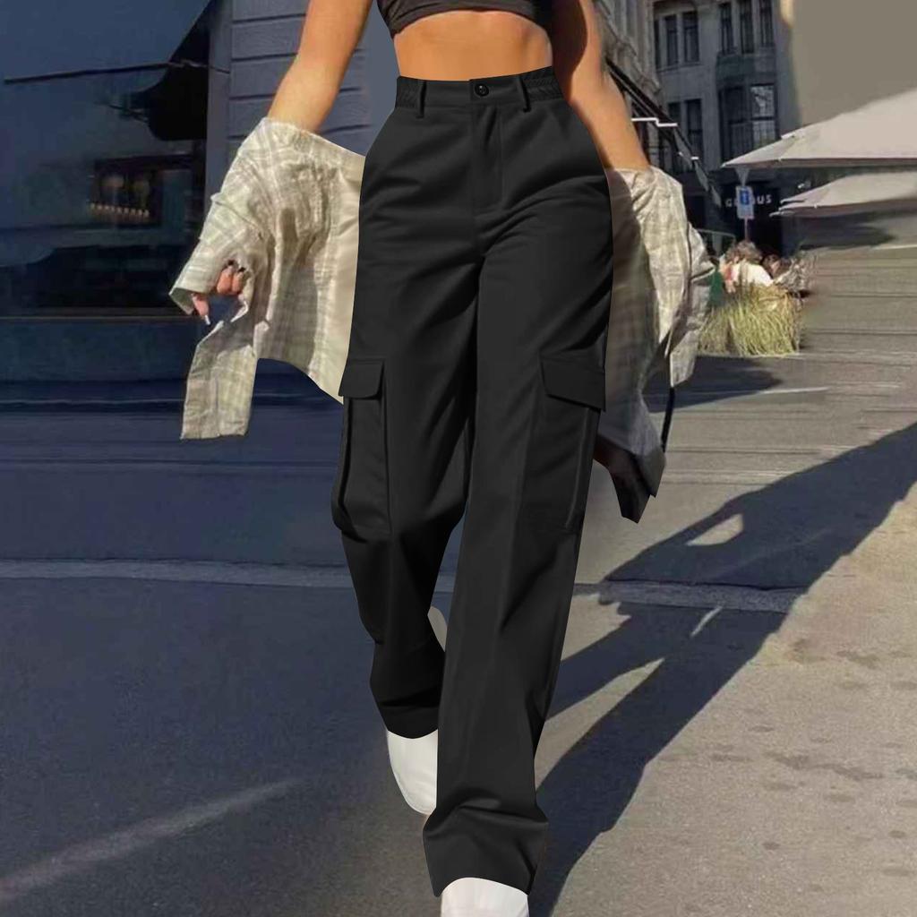 Женские модные повседневные уличные мешковатые брюки-карго с карманами, широкие брюки, свободные комбинезоны, длинные брюки
