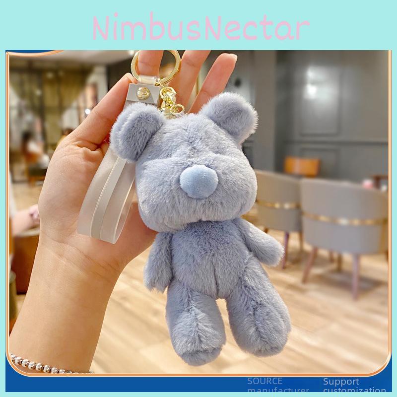 Colored Delightful Candy Plush Bear Keychain Cute Cartoon Pendant For Stylish Girls