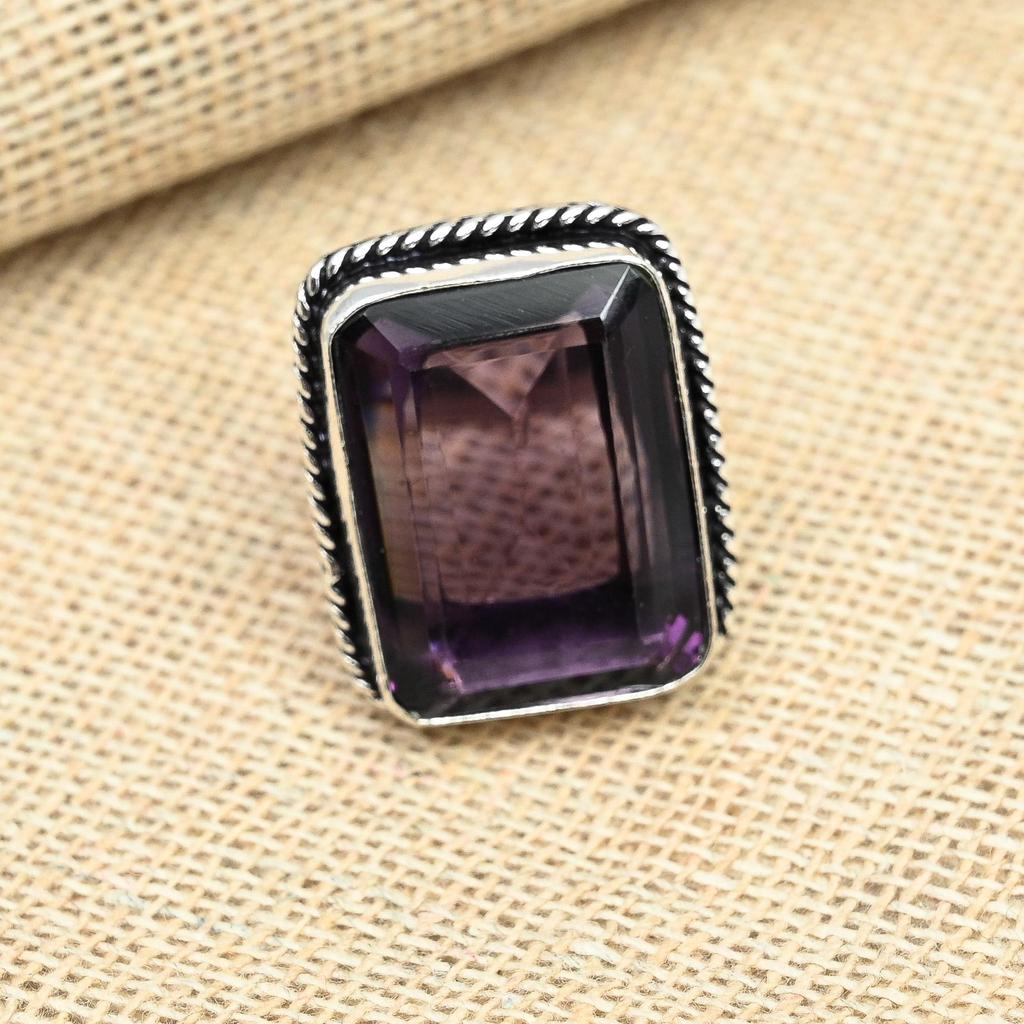Purple Amethyst Gemstone Solid 925 Sterling Silver Promise Ring Women Jewelry