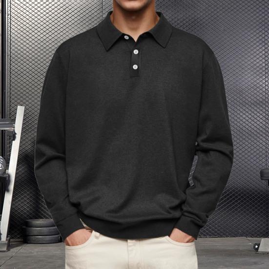 Мужская рубашка весна-осень с отложным воротником на пуговицах, свободный однотонный пуловер с длинными рукавами, повседневный формальный уличный топ для повседневной жизни, вечеринок, путешествий