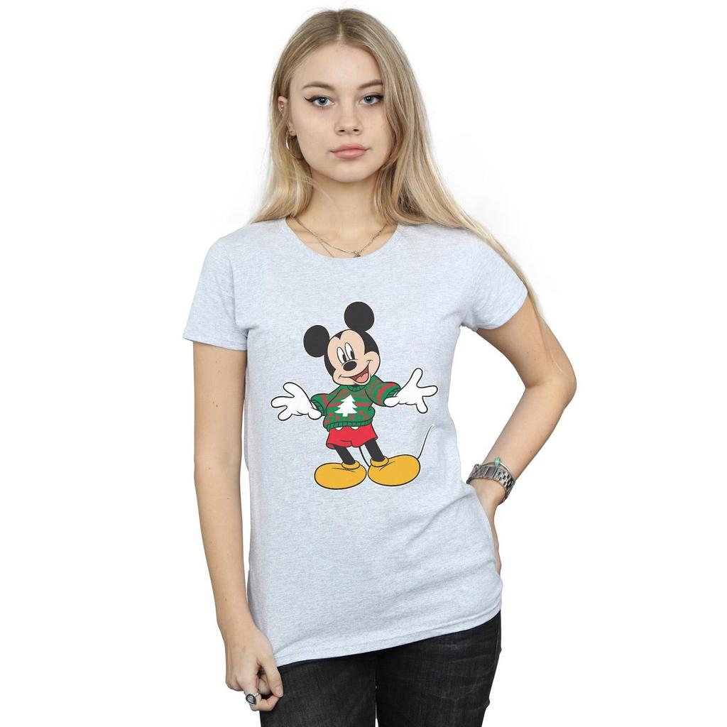 Disney Womens/Ladies Mickey Mouse Christmas Jumper Stroke Cotton T-Shirt