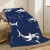 1pc shark print Throw Lightweight 240g Flannel Blanket Soft Skin-friendly for Summer Cooling