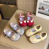 Children's Foreign Style Splicing Color Scheme Flat Bottom Shallow Mouth Small Single Shoes 2025 Early Autumn Girls Fake Split Toe Comfortable Casual
