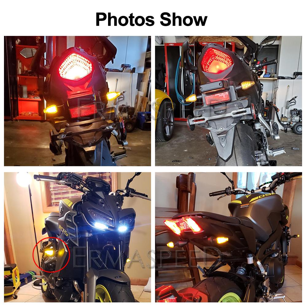 Пара универсальных мотоциклетных светодиодных указателей поворота, мигалок, передних и задних индикаторов для мотоцикла, скутера MT09 Z1000