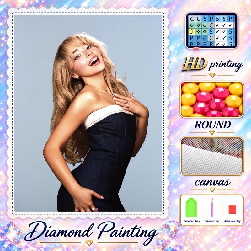Sabrina Carpenter Diamond Painting Kit 5D Full Drill DIY Diamond Mosaic Wall Art Home Decor