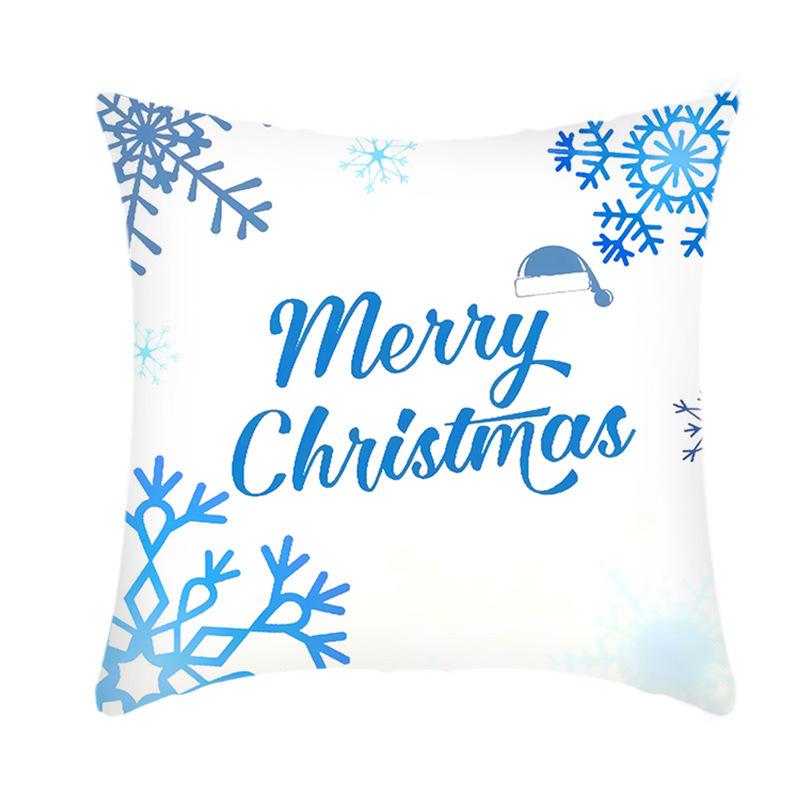 Christmas Blue Ice Snow Deer Digital Printing Short Plush Pillow Covers For Car Sofa Office Cushion Cover Home Goods 60X60Cm