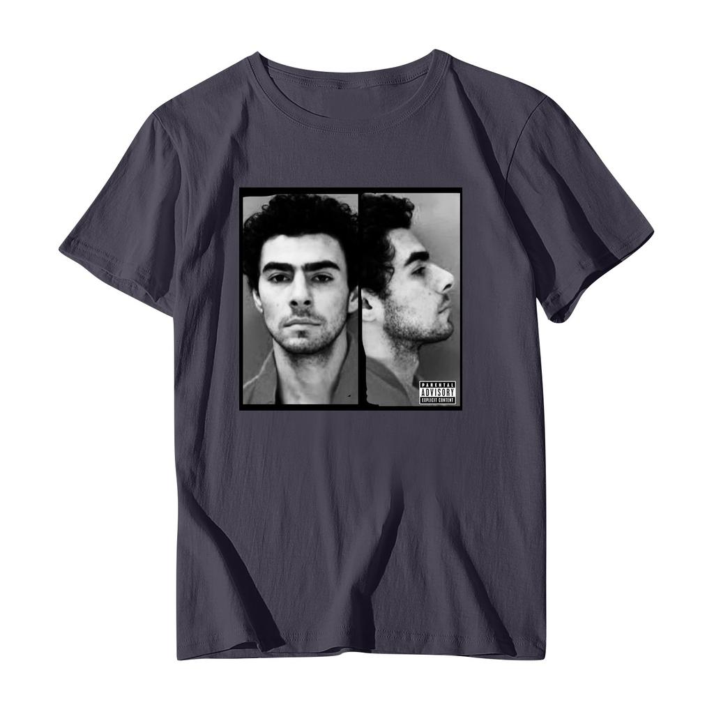 Унисекс Повседневный свободный принтованный свитер с круглым вырезом и коротким рукавом