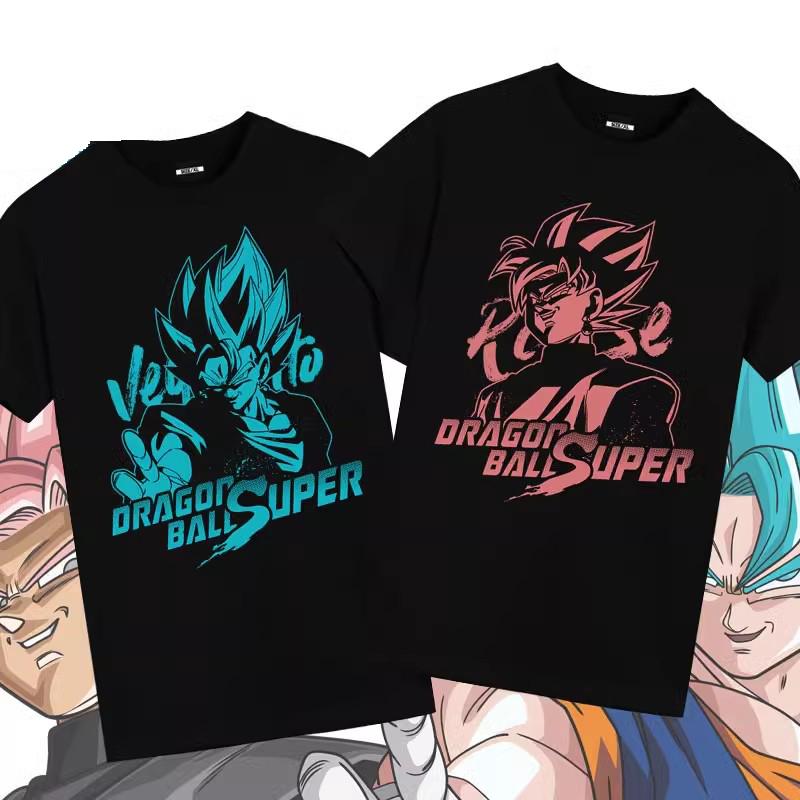 Dragon Ball T-shirt Summer Animation Japanese Periphery Wukong Saiyan Pure Cotton Men's and Women's Same Short Sleeves