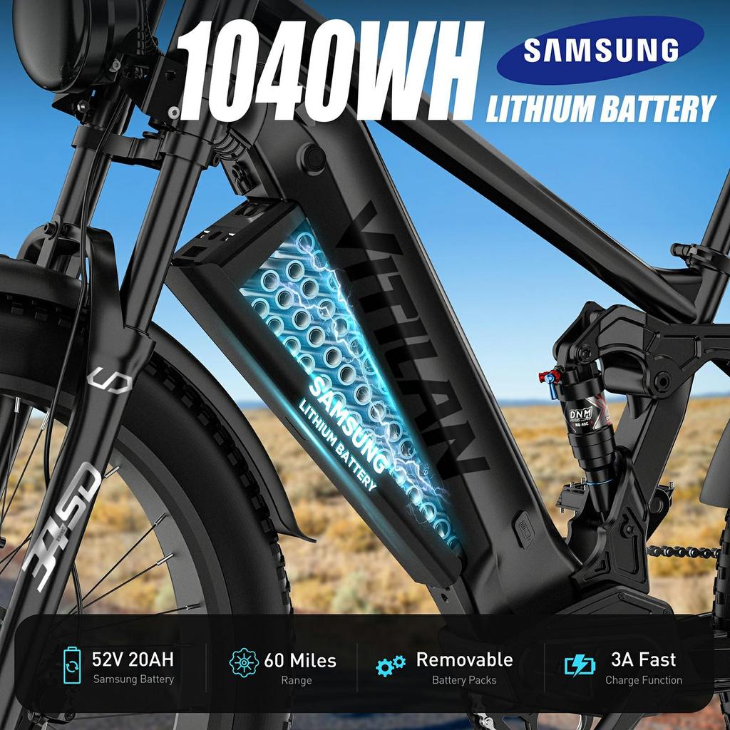 vitilan T7pro Urban electric bicycle 1000W motor (peak power 1600W) SHIMANO 8-speed flywheel 52V 20Ah
