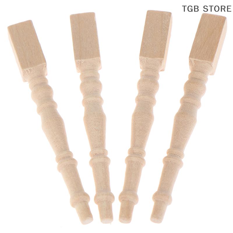 4шт/комплект 1:12 кукольный домик миниатюрный деревянный стул стол ножка DIY мебельные аксессуары игрушки