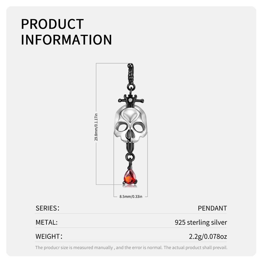 Skeleton Time Gear Wheel Skull Pendants for Necklace Real 925 Sterling Silver CZ Necklaces Castle Pendant Jewelry for Women Fashion Halloween Gift