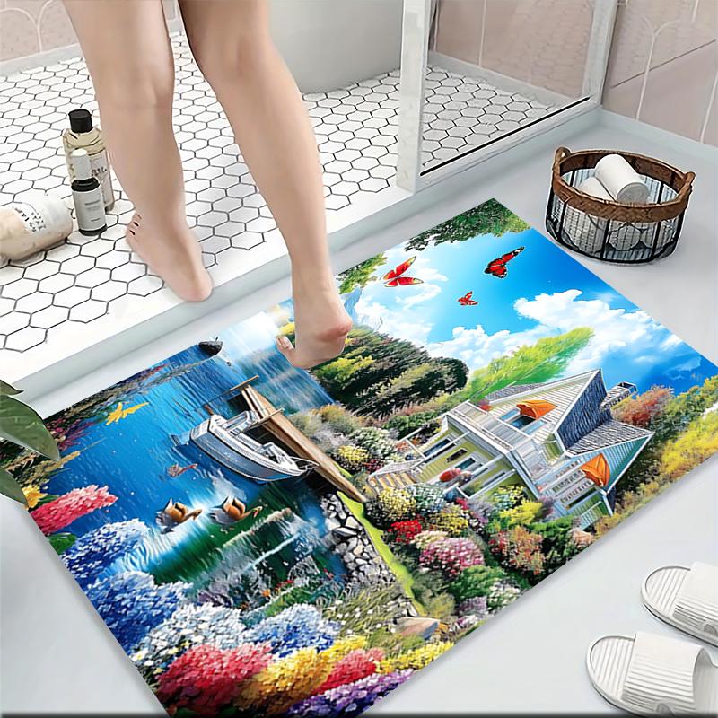 Peaceful Lakeside Retreat Carpet Rug Soft Washable Anti Slip Home Living Room Sofa Mats Personalized Christmas Rug