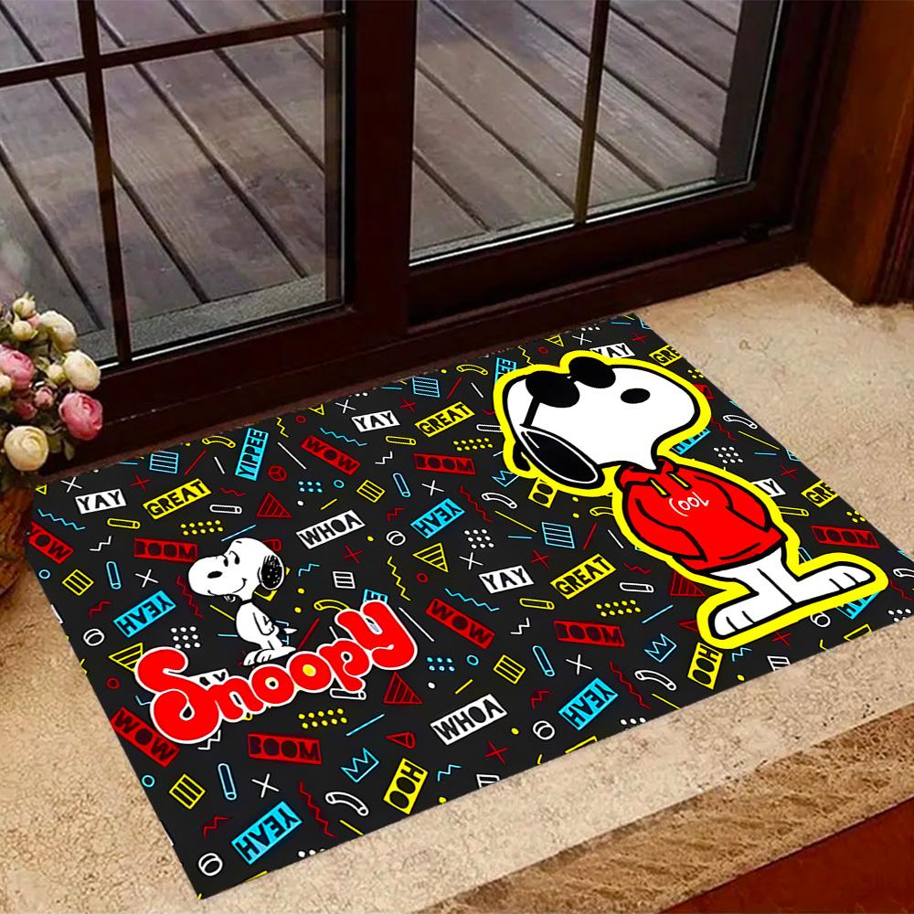 Snoopy And Woodstock Friendship Themed Anti-Slip Rugs - Polyester Home Decor, Suitable for Bedrooms, Living Rooms, Doorways, Studios, and Decorations