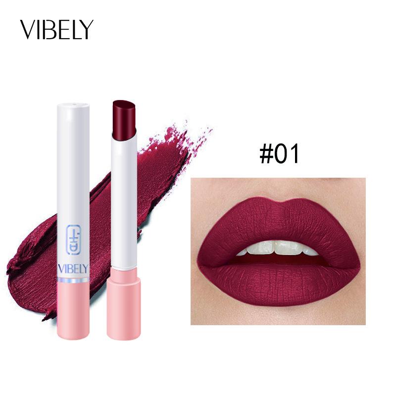 VIBELY Matte Non-Stick Lipstick Single Small Fine Lipstick Pink