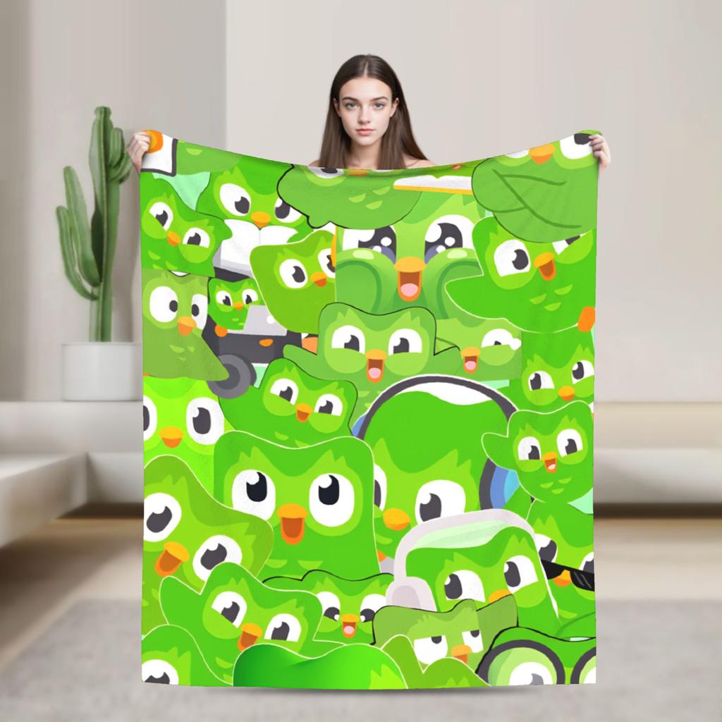 Warm Blanket Picnic Duolingos Owl Throw Blanket Flannel Bedspread For Outdoor Pattern Sofa Bed Cover