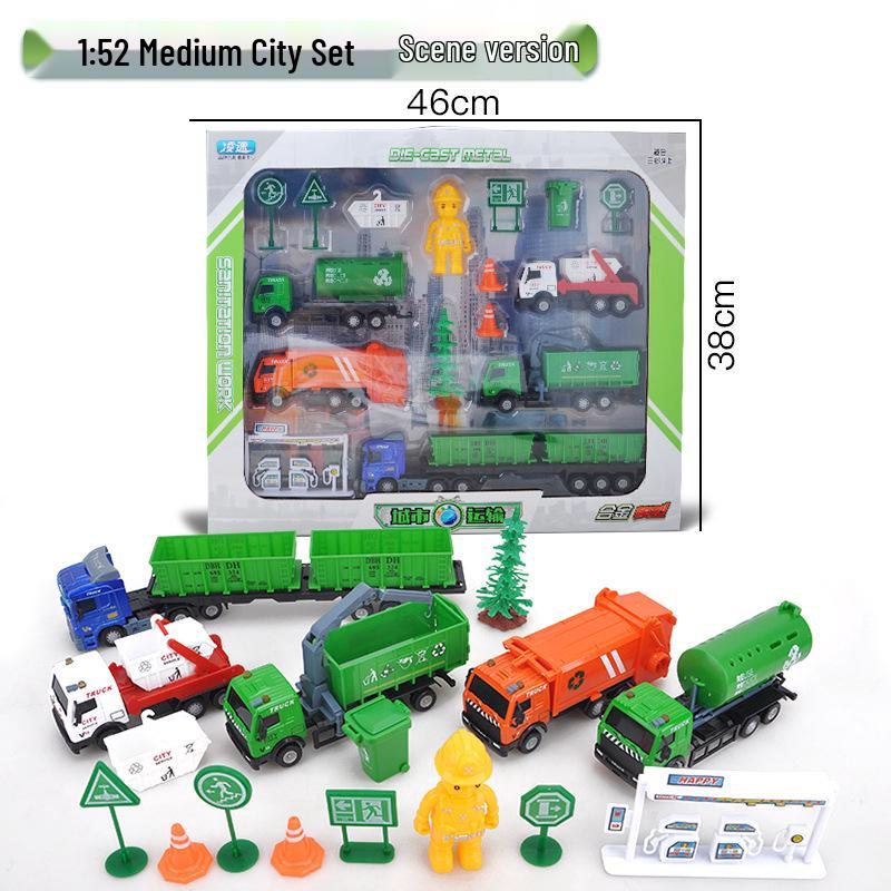 Popular 1:52 Alloy Toy Car Set: Pull-Back Armored Military Tank Model for Kids