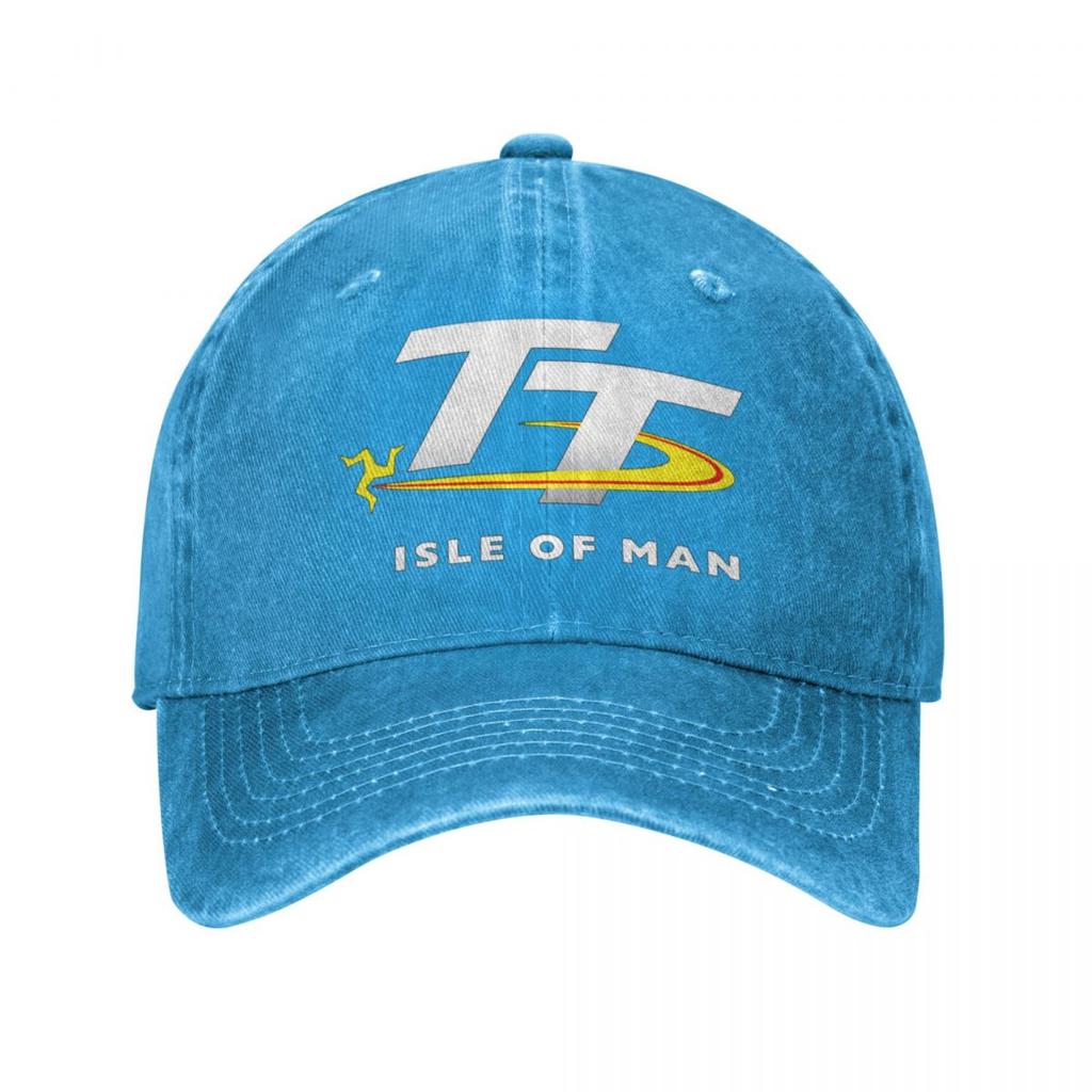 2023 Isle Of Man TT Races Merch Unisex Women Trucker Hat Motorcycle Racing Distressed Denim Washed Caps Hat Gift Snapback Cap
