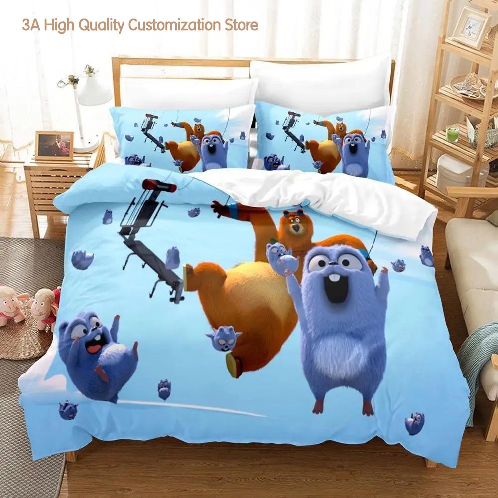 Grizzy and The Lemmings Bedding Set Single Twin Full Queen King Size Bed Set Aldult Boys Bedroom Duvetcover Sets 3D Print Kawaii