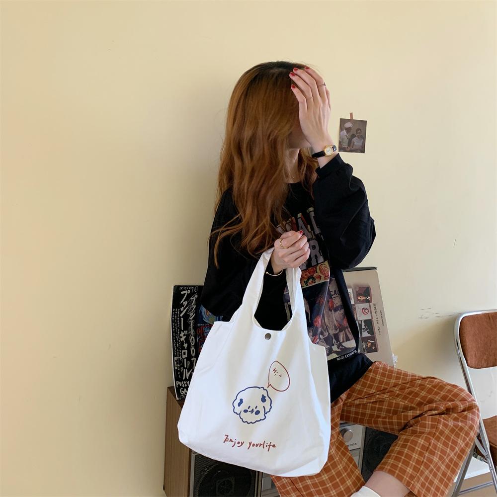 Ленивая сумка-жилет с мультяшным принтом, простая холщовая сумка большой вместимости, сумка для занятий для студентов, сумка для покупок