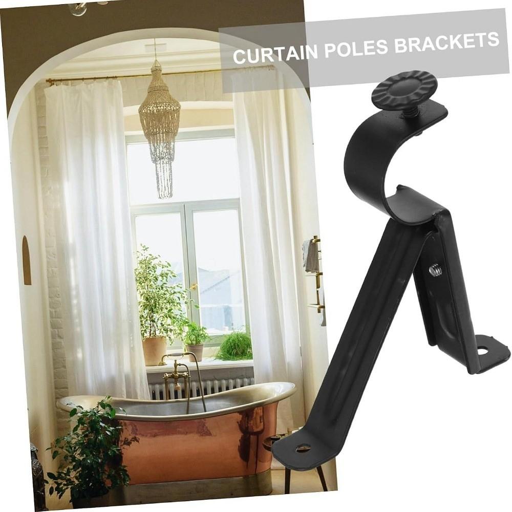 2pcs Hardware Drapery Holders Metal Curtain Support Rack Curtain Rod Brackets  Drapes Rod Accessory