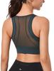 Yvette Sports Bra with Front High Side 3D Integrated for and the XL Gray Women's Non-Slip Opening, Mesh, Sweat-Wicking, Quick-Drying, Support, Cut,