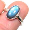 Кольцо из чистого серебра 925 пробы с натуральным лабрадоритом, размер 8 c2O55