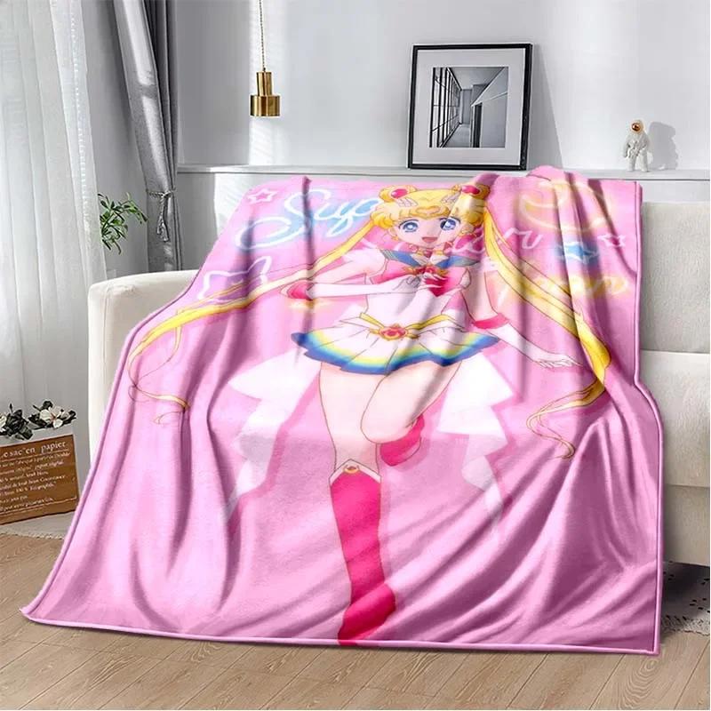 Милое одеяло с принтом в виде 3D-мультяшного персонажа S-Sailor-Moon, модное, мягкое, уютное, для гостиной, спальни, дивана-кровати, дорожное одеяло, подарок на день рождения для ребенка