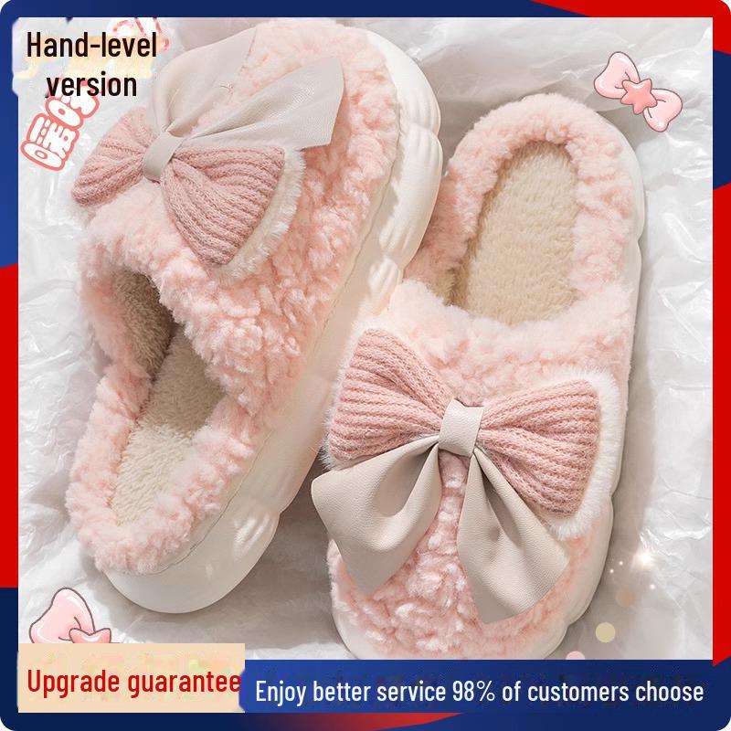 Водонепроницаемые нескользящие хлопковые зимние тапочки для пар - теплая домашняя обувь для женщин