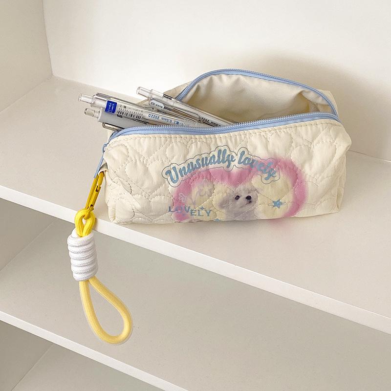 Love Quilting Women's Storage Bags Cute Cartoon Print College Girls Pencil Case Cosmetic Bag Simple Female Clutch Purse Handbags