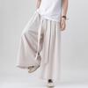 Men Chinese Style Harajuku Cotton Linen Pants Man Japanese Kimono Pants Male Streetwear Summer Retro Wide-leg Loose Trousers